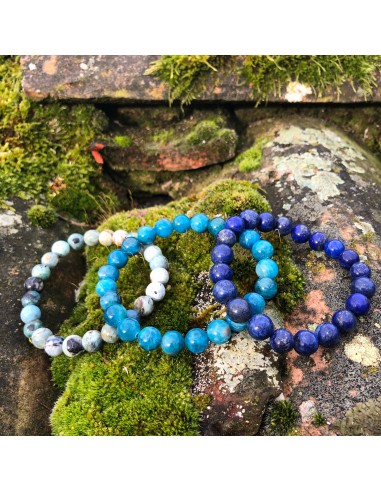 Bracelets Trio de Bleu : OPALE BLEUE, APATITE BLEUE et LAPIS-LAZULI livraison et retour toujours gratuits