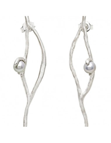 Boucles 2 Lignes argent perles grises du meilleur 