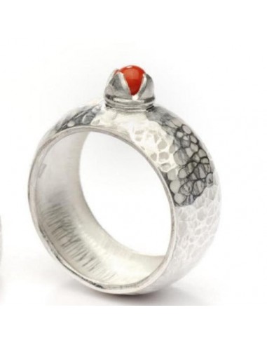 Bague Baie rouge Argent et Corail de Méditerranée Fin de série