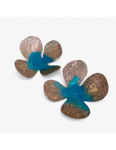 Boucles d'oreilles Fleurs gris/bleu de l' environnement