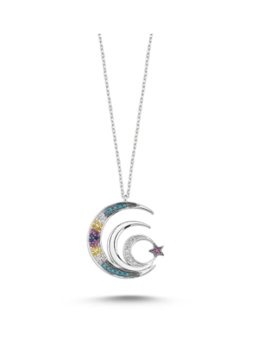 Collier Lune et Etoiles  ''Phases'' 2 - 3 jours ouvrés.