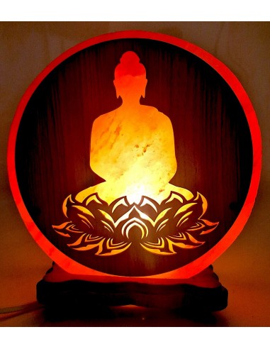 Lampe de Sel BOUDDHA SUR LOTUS rembourrage situé sous